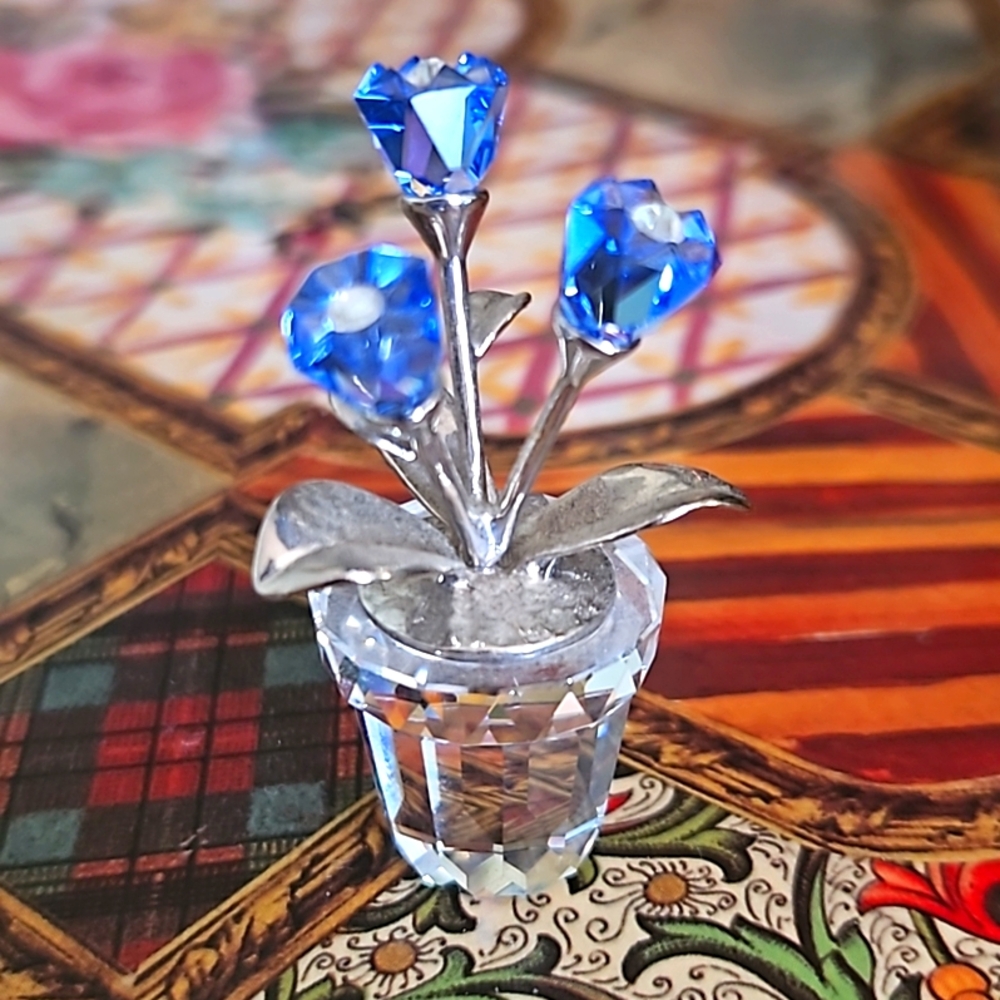 Swarovski Forget Me Not Potted Flower, Highly Collectible
